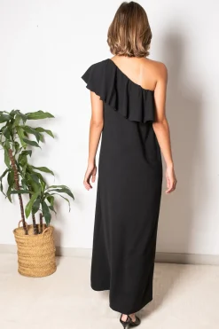 Vestido largo asim&eacute;trico