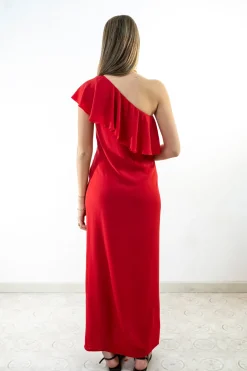 Vestido largo asim&eacute;trico