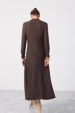 Vestido largo botones dorados