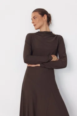 Vestido largo botones dorados