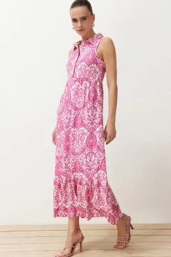 Vestido largo cuello camisero