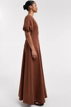 Vestido largo mangas globo