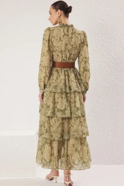 Vestido largo volantes