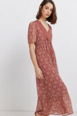 Vestido midi cenefa escote