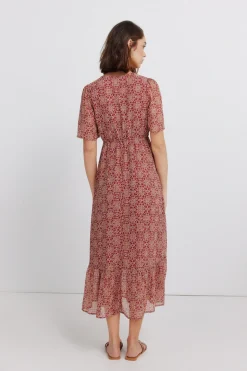 Vestido midi cenefa escote