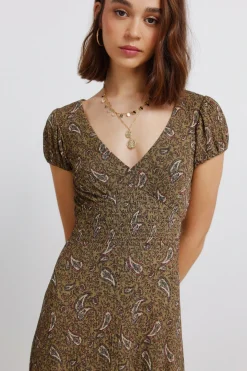 Vestido midi estampado cenefas