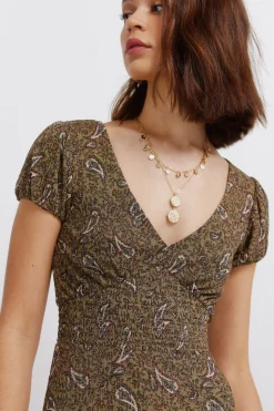 Vestido midi estampado cenefas