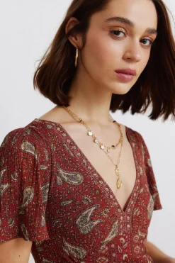 Vestido midi estampado cenefas