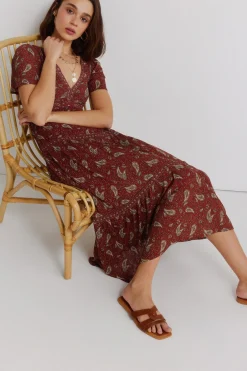 Vestido midi estampado cenefas