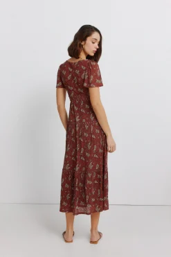 Vestido midi estampado cenefas
