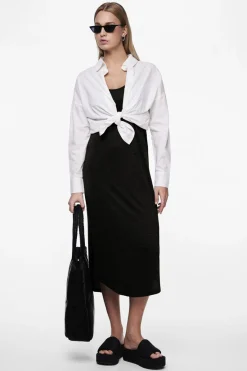 Vestido midi fluido con lurex