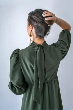 Vestido midi frunces