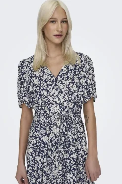 Vestido midi manga corta