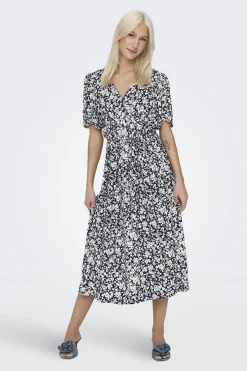 Vestido midi manga corta