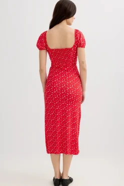 Vestido midi manga corta