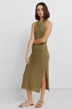 Vestido midi pointelle