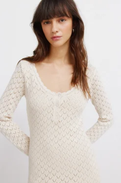 Vestido midi punto pointelle