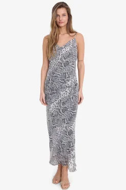 Vestido midi tirantes animal print