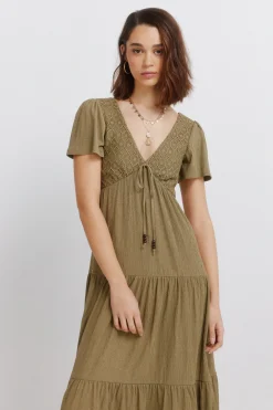 Vestido midi volantes