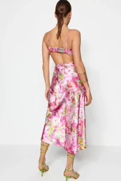 Vestido satinado estampado