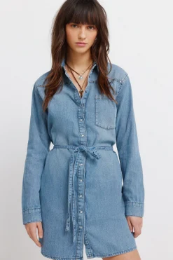 Vestido vaquero corto cintur&oacute;n