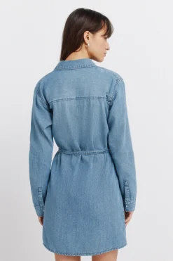 Vestido vaquero corto cintur&oacute;n