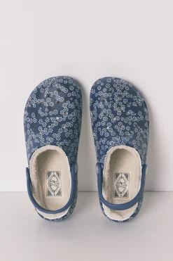 Zapatillas casa zueco forrado flores